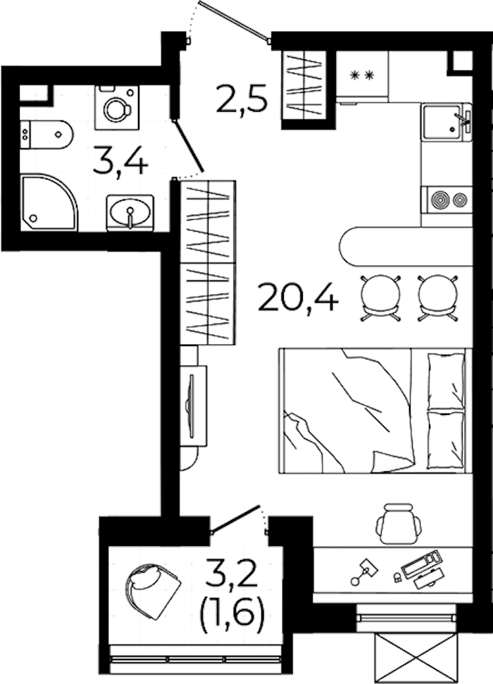 Квартира студия 27.9 м², 2/7 эт., ЖК «А101 Всеволожск»